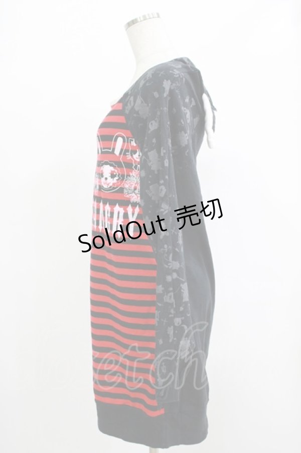 画像2: HANGRY&ANGRY / ボーダーラグランワンピース  黒×赤 H-25-12-06-026-HN-OP-KB-ZH (2)