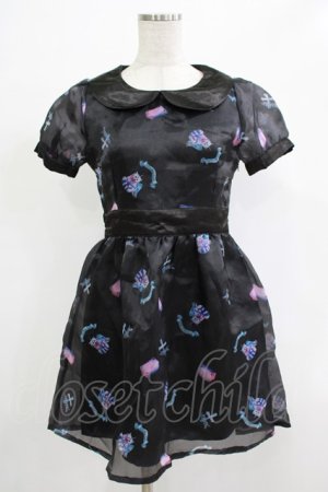 画像: kokokim / Necorn総柄ワンピース  ブラック H-25-12-06-027-LO-OP-KB-ZH