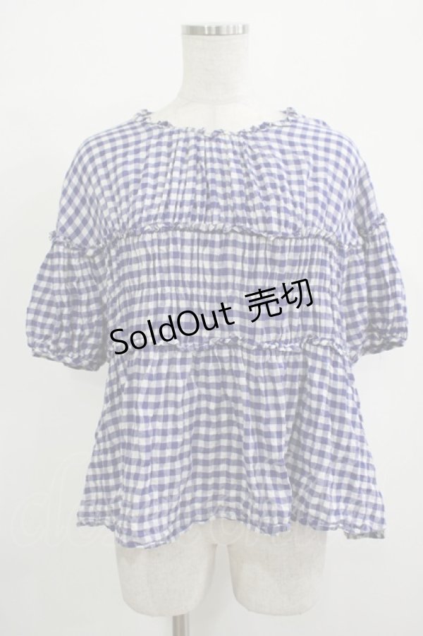 画像1: Jane Marple / ギンガムチュニックブラウス  ブルー H-25-12-07-032-JM-TO-KB-ZH (1)