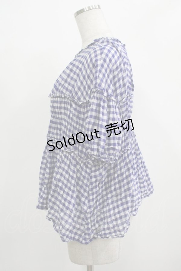 画像2: Jane Marple / ギンガムチュニックブラウス  ブルー H-25-12-07-032-JM-TO-KB-ZH (2)