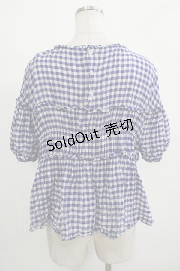 画像3: Jane Marple / ギンガムチュニックブラウス  ブルー H-25-12-07-032-JM-TO-KB-ZH (3)