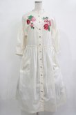 画像1: Jane Marple Dans Le Salon / Compact lawn rose EMB dress  アイボリー H-25-12-07-004-JM-OP-KB-ZH (1)