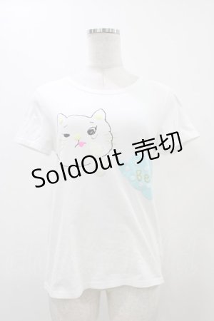 画像: Franche Lippee / ねこプリントTシャツ M ホワイト H-25-12-07-1041-LO-TS-NS-ZH