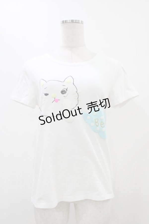 画像1: Franche Lippee / ねこプリントTシャツ M ホワイト H-25-12-07-1041-LO-TS-NS-ZH (1)