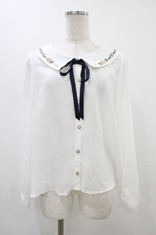 画像1: Amavel / 鍵刺繍ブラウス Free ホワイト/ネイビー H-25-12-07-1045-CA-BL-NS-ZH (1)