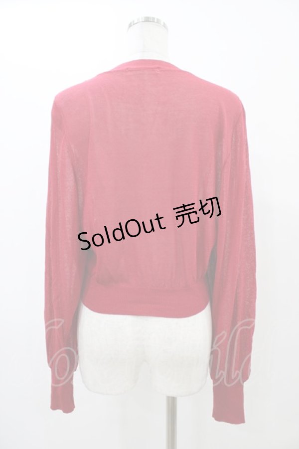 画像2: DearMyLoveRose / ハートボタンシアーカーディガン M~L レッド H-25-12-07-1049-EL-TO-NS-ZH (2)