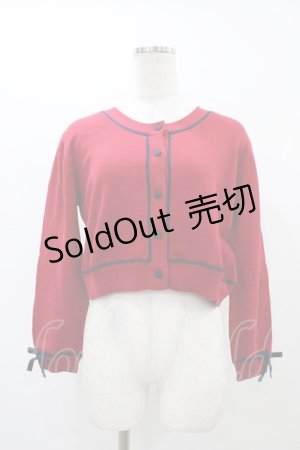 画像: Fi.n.t / 袖口リボンバイカラーニットカーディガン Free RED/NV H-25-12-07-1050-CA-TO-NS-ZH