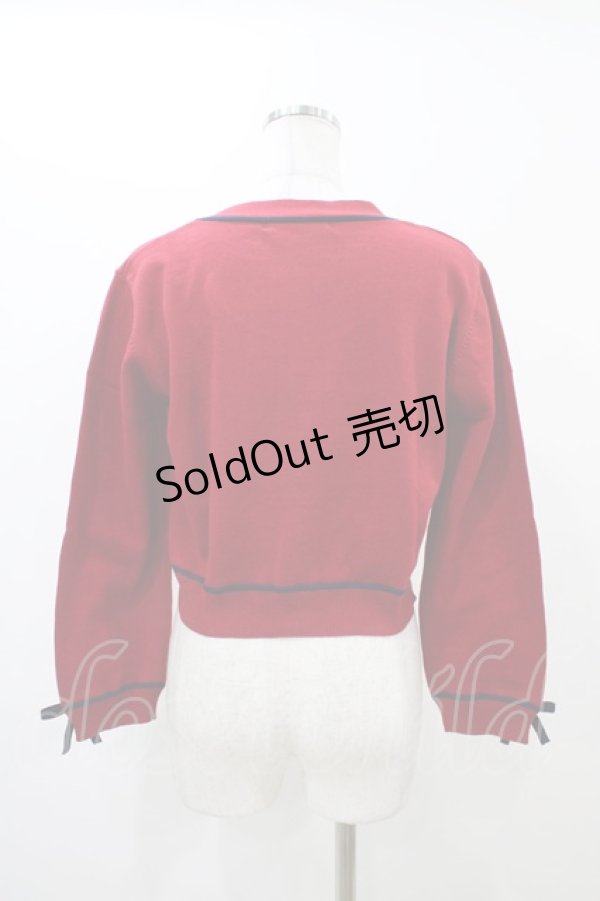 画像2: Fi.n.t / 袖口リボンバイカラーニットカーディガン Free RED/NV H-25-12-07-1050-CA-TO-NS-ZH (2)