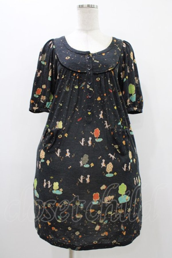 画像1: Cherir la femme / オリプリワンピース M ブラック H-25-12-07-1015-LO-OP-NS-ZH (1)