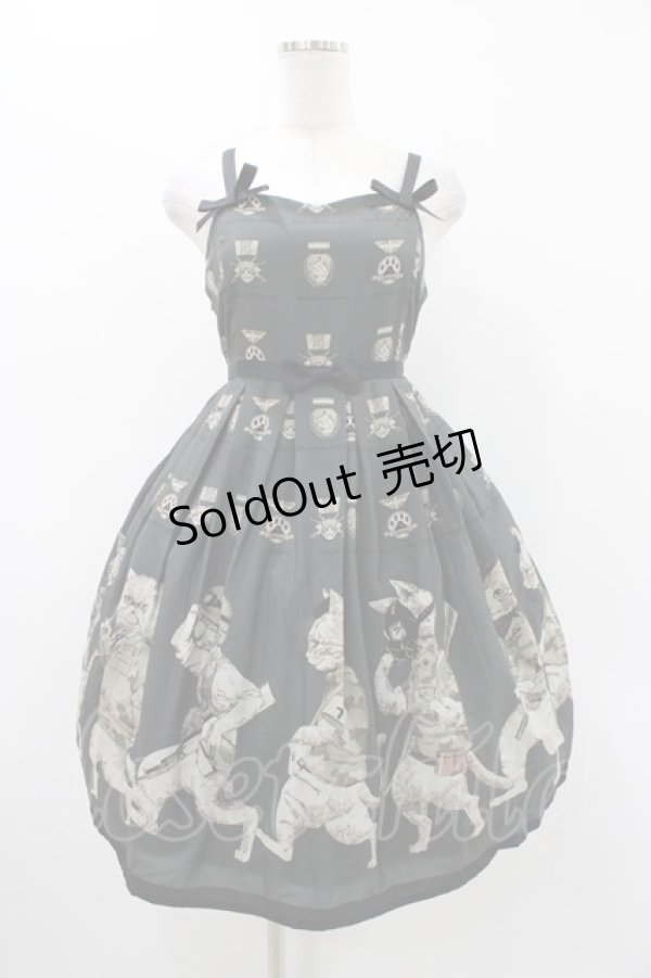 画像1: Lyre Ivy（海外ロリータブランド） / Military Catsジャンパースカート M カーキ H-25-12-07-1020-0-OP-NS-ZH (1)