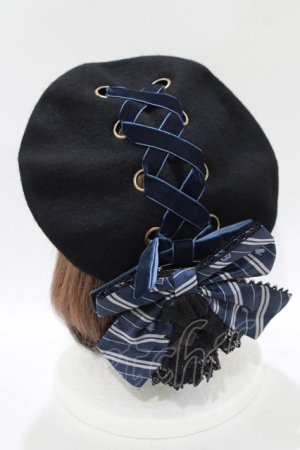 画像: ATELIER PIERROT / ハリー・ポッターリボンブローチ付きレースアップベレー帽  レイブンクロー(ブルー) H-25-12-07-077-EL-ZA-KB-ZH