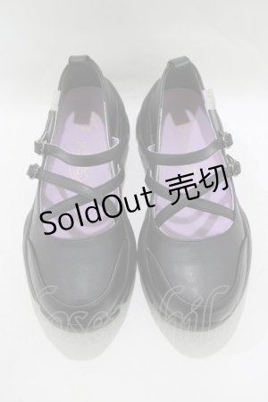 画像: YOSUKE / ストラップシューズ 厚底スニーカー L 黒 H-25-12-07-079-PU-SH-KB-ZH