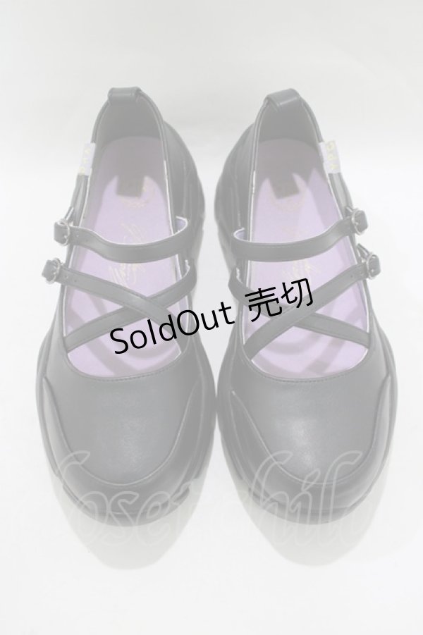 画像1: YOSUKE / ストラップシューズ 厚底スニーカー L 黒 H-25-12-07-079-PU-SH-KB-ZH (1)
