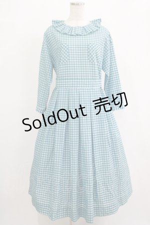 画像: 【SALE】Jane Marple / タックカラーチェックワンピース  ブルー H-25-12-07-007-JM-OP-KB-ZT449