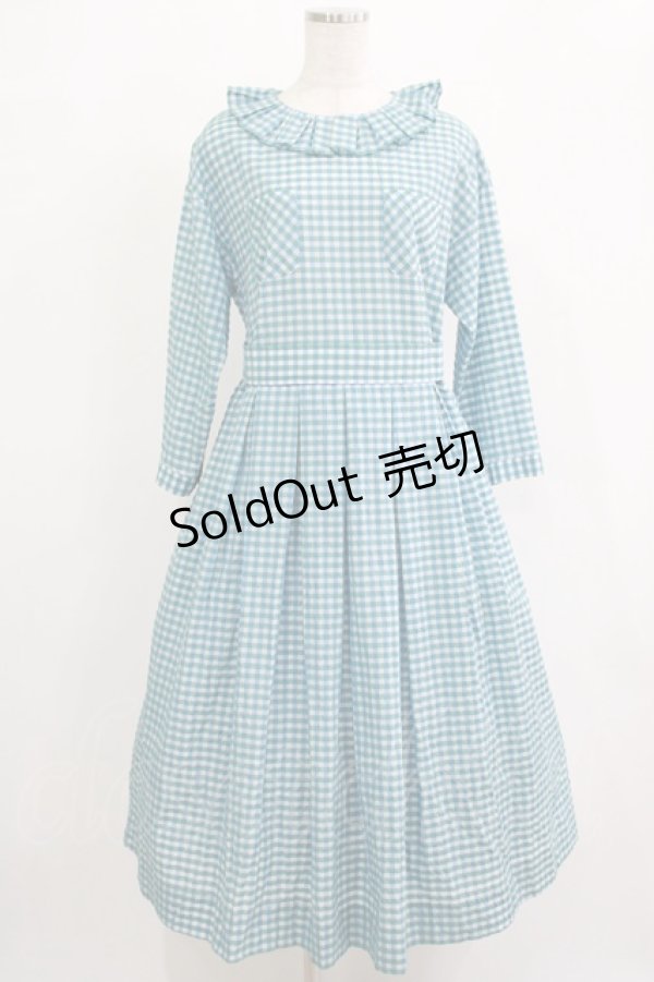 画像1: 【SALE】Jane Marple / タックカラーチェックワンピース  ブルー H-25-12-07-007-JM-OP-KB-ZT449 (1)