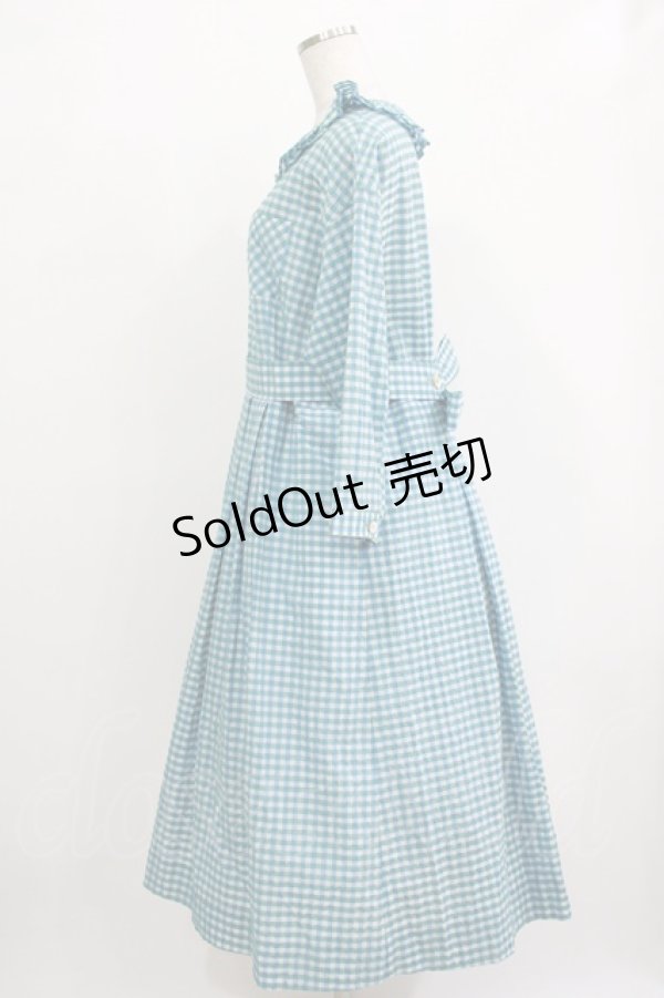 画像2: 【SALE】Jane Marple / タックカラーチェックワンピース  ブルー H-25-12-07-007-JM-OP-KB-ZT449 (2)