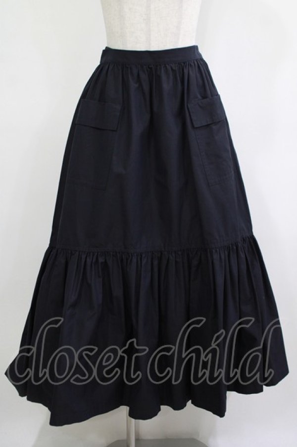 画像1: Jane Marple Dans Le Salon / Chambray weather train skirt  navy H-25-12-07-009-JM-SK-KB-ZH (1)