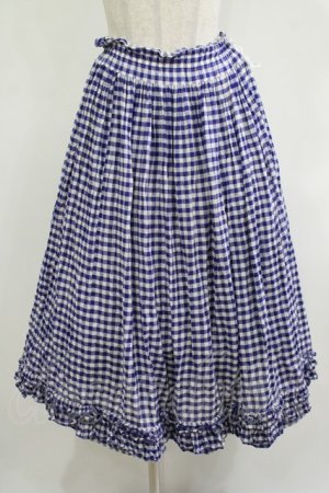 画像: Jane Marple / ギンガムフリルスカート  ブルー H-25-12-07-010-JM-SK-KB-ZT473
