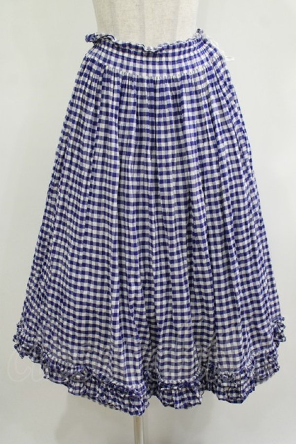 画像1: Jane Marple / ギンガムフリルスカート  ブルー H-25-12-07-010-JM-SK-KB-ZH (1)