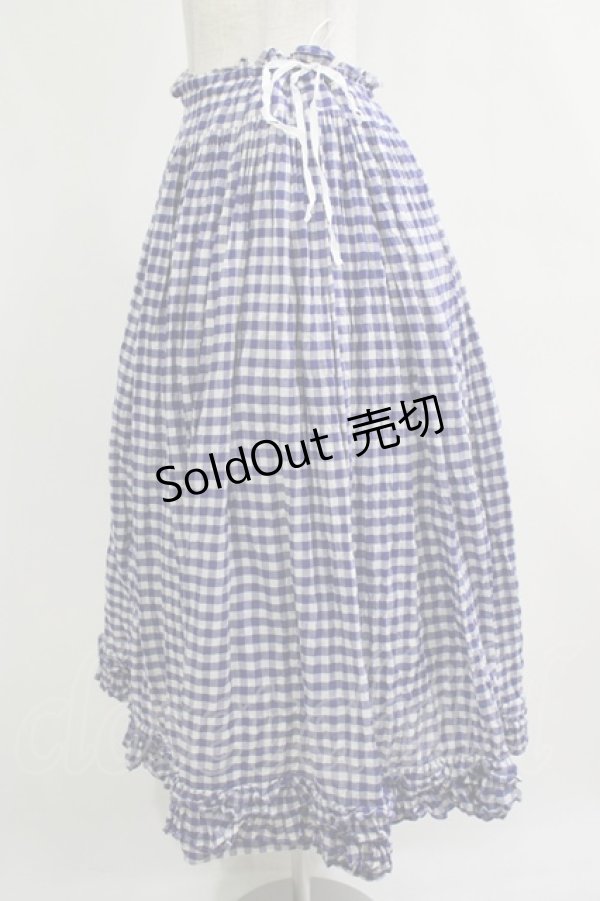 画像2: Jane Marple / ギンガムフリルスカート  ブルー H-25-12-07-010-JM-SK-KB-ZT473 (2)