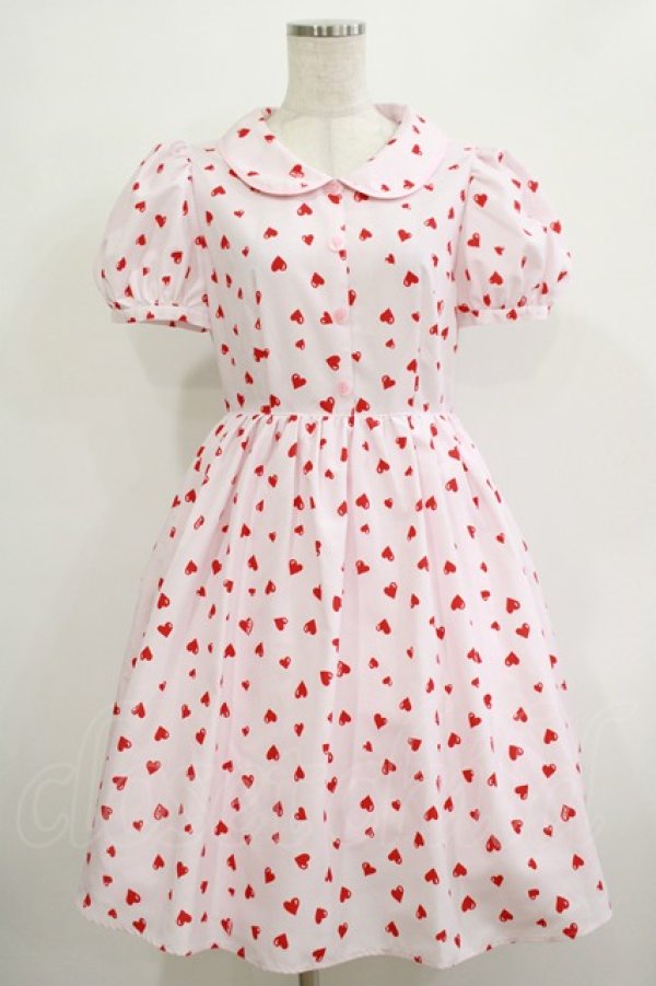 画像1: MILK / Dream ハート ワンピース  ピンク×チェリーレッドハート H-25-12-07-019-ML-OP-KB-ZH (1)
