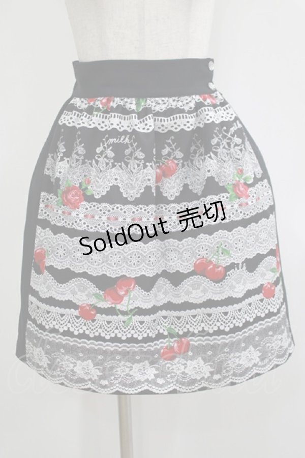 画像1: MILK / デコレーションLaceスカート  ブラックレース H-25-12-07-021-ML-SK-KB-ZH (1)