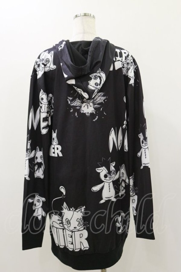 画像2: NieR CLOTHING / 総柄ZIPパーカー  黒 H-25-12-08-052-PU-TO-KB-ZH (2)