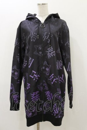 画像: NieR Clothing / 総柄ZIPパーカー  黒 H-25-12-08-053-PU-TO-KB-ZH