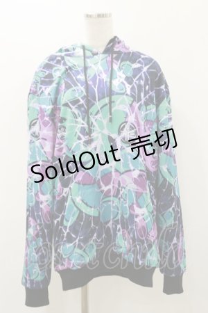 画像: NieR Clothing / 総柄ふわもこプルパーカー  黒×ONEくん H-25-12-08-054-PU-TO-KB-ZH