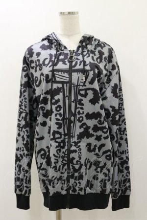 画像: NieR Clothing / 総柄ZIPパーカー F グレー H-25-12-08-055-PU-TO-KB-ZH