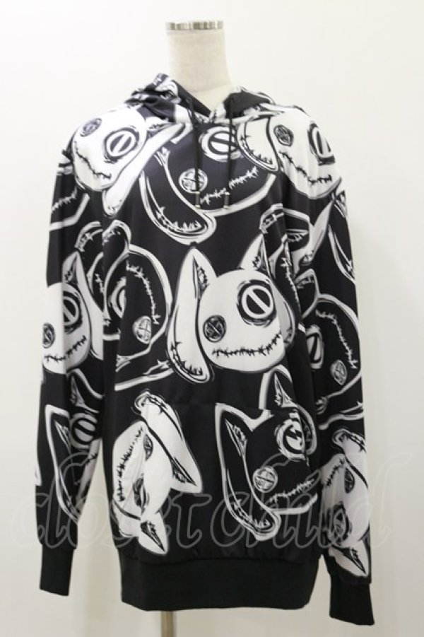 画像1: NieR CLOTHING / 総柄プルパーカー  黒×Nierちゃん H-25-12-08-057-PU-TO-KB-ZH (1)