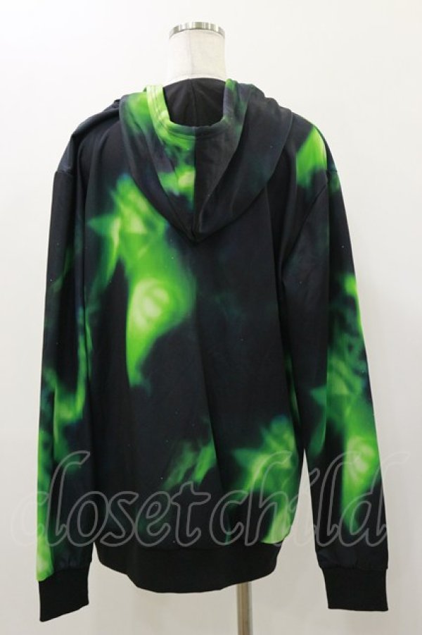 画像2: NieR CLOTHING / 総柄ZIPパーカー F 黒×緑 H-25-12-08-058-PU-TO-KB-ZH (2)