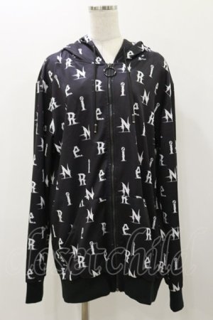 画像: NieR Clothing / 総柄ZIPパーカー  黒×ロゴ H-25-12-08-059-PU-TO-KB-ZH
