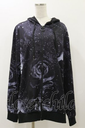 画像: NieR Clothing / 総柄ZIPパーカー F 黒 H-25-12-08-062-PU-TO-KB-ZH