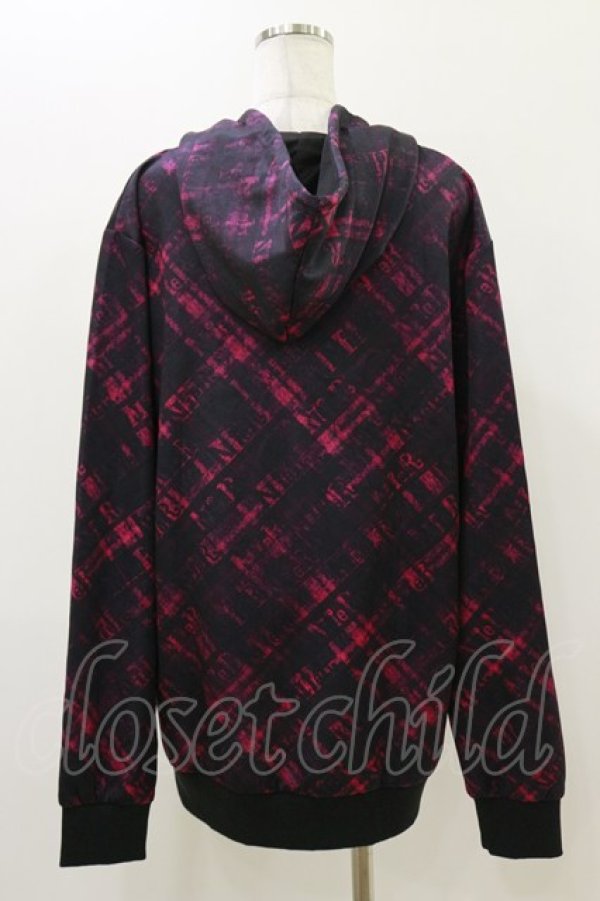 画像2: NieR CLOTHING / 総柄ZIPパーカー  黒×ロゴピンク H-25-12-08-064-PU-TO-KB-ZH (2)