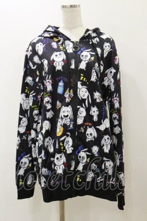 画像: NieR Clothing / 総柄ZIPパーカー F 黒×Nierちゃん H-25-12-08-067-PU-TO-KB-ZH