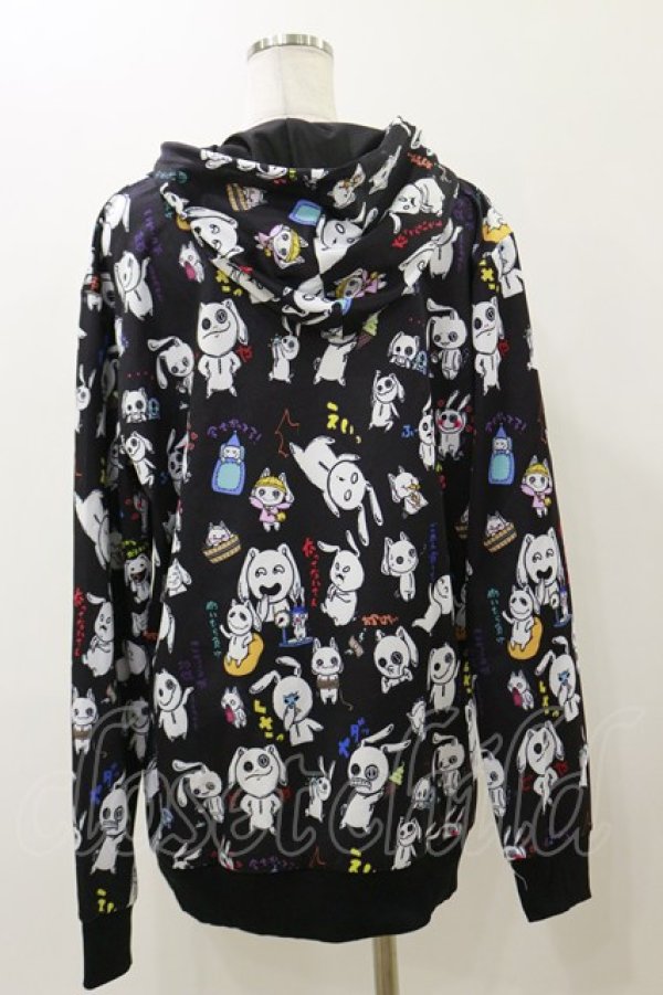 画像2: NieR CLOTHING / 総柄ZIPパーカー F 黒×Nierちゃん H-25-12-08-067-PU-TO-KB-ZH (2)