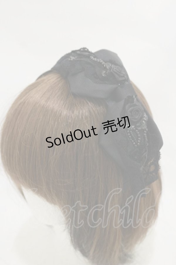 画像1: BPN / 巻薔薇リボンカチューシャ  黒 H-25-12-08-010-GO-AC-KB-ZH (1)