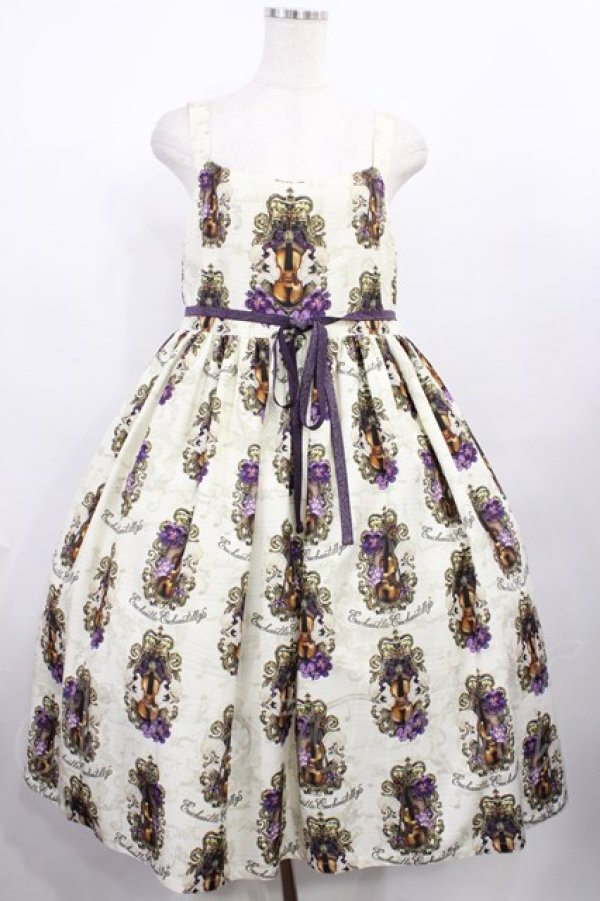 画像1: Enchantlic Enchantilly / ヴィオレッタへ捧ぐヴァイオリンジャンパースカート おおきいサイズ アイボリー H-25-12-08-1001-LO-OP-NS-ZH (1)