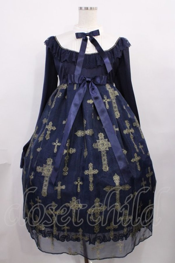 画像1: Angelic Pretty / Holy Rosaryワンピース Free ネイビー H-25-12-08-1010-AP-OP-NS-ZH (1)