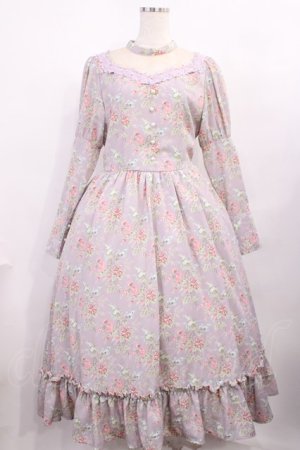 画像: Kurumi Collaboration / 花柄クラシカルワンピース L ラベンダー H-25-12-08-1021-LO-OP-NS-ZH