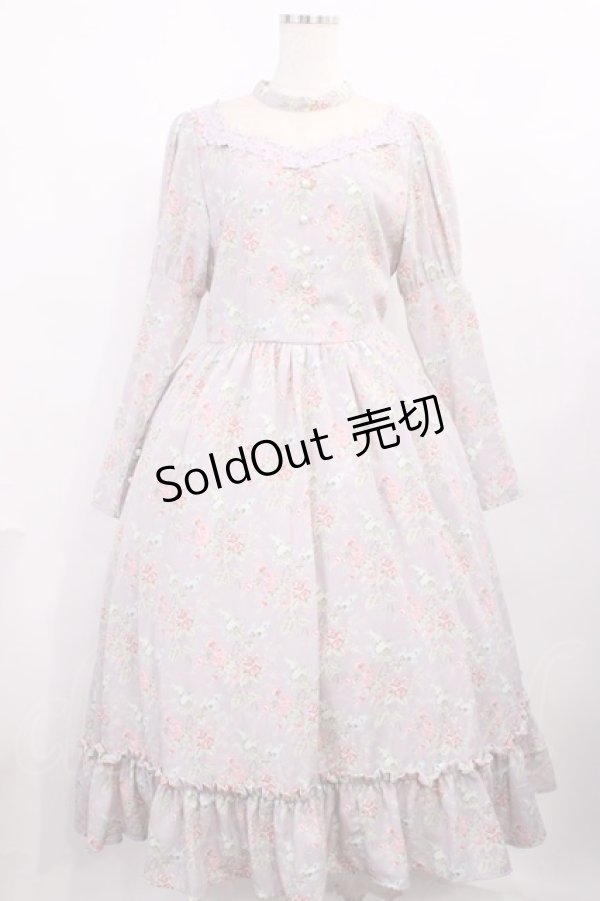 画像1: Kurumi Collaboration / 花柄クラシカルワンピース L ラベンダー H-25-12-08-1021-LO-OP-NS-ZH (1)