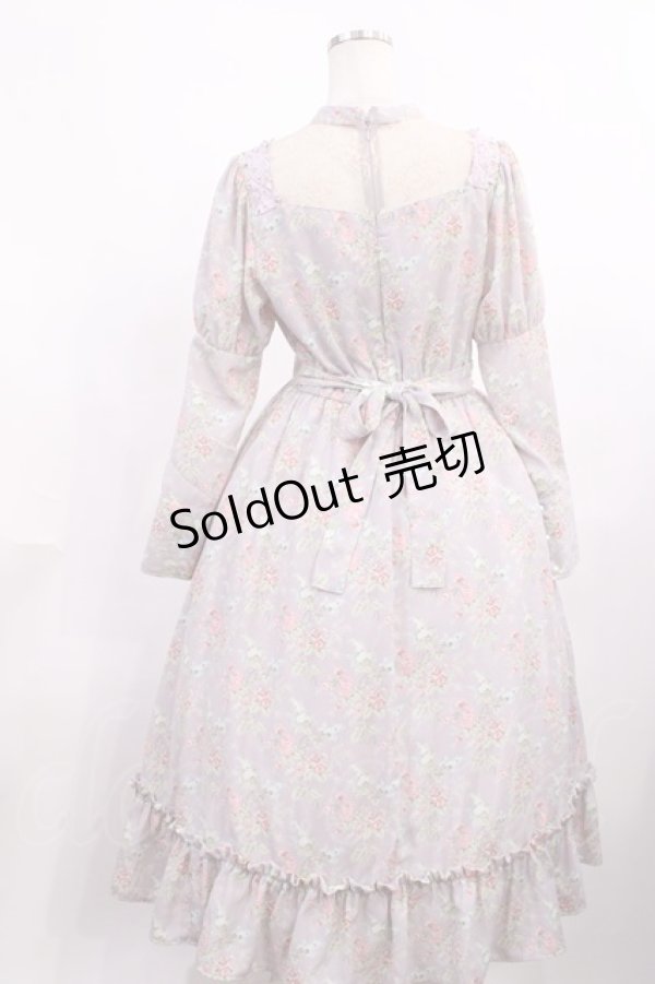 画像2: Kurumi Collaboration / 花柄クラシカルワンピース L ラベンダー H-25-12-08-1021-LO-OP-NS-ZH (2)