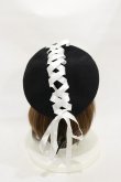 画像2: HELL CAT PUNKS / レースアップベレー帽  黒×白 H-25-12-08-004-PU-AC-KB-ZH (2)