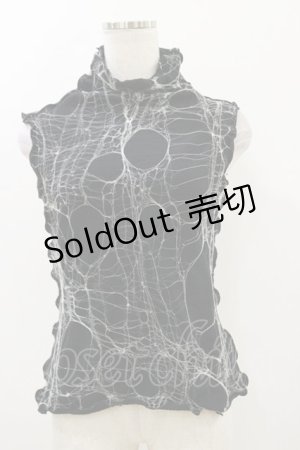 画像: alice auaa / NetノースリーブC/S  ブラック×ホワイト H-25-12-08-047-AA-TS-KB-ZH