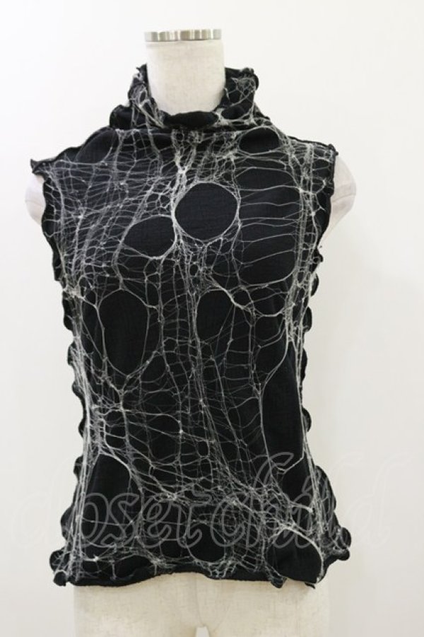 画像1: alice auaa / NetノースリーブC/S  ブラック×ホワイト H-25-12-08-047-AA-TS-KB-ZH (1)