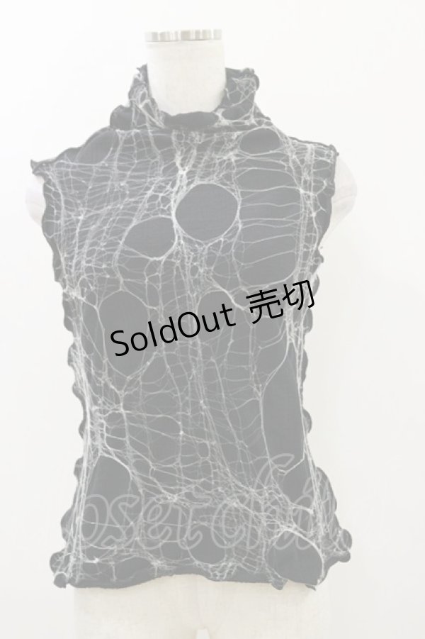 画像1: alice auaa / NetノースリーブC/S  ブラック×ホワイト H-25-12-08-047-AA-TS-KB-ZH (1)