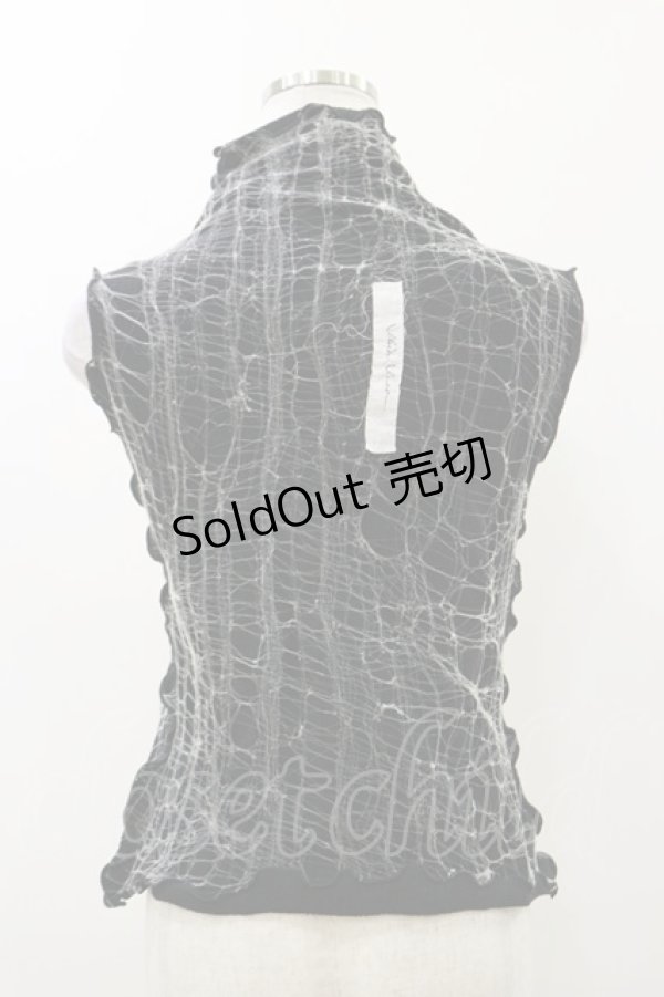 画像2: alice auaa / NetノースリーブC/S  ブラック×ホワイト H-25-12-08-047-AA-TS-KB-ZH (2)