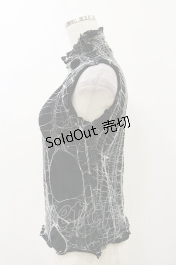 画像3: alice auaa / NetノースリーブC/S  ブラック×ホワイト H-25-12-08-047-AA-TS-KB-ZH (3)