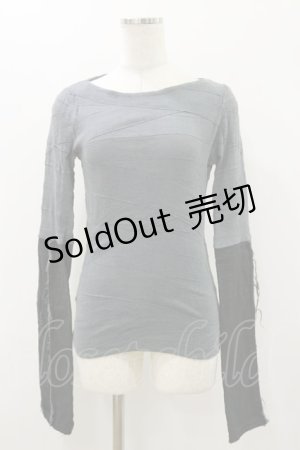 画像: Na+H / 切替トップス  グレー×ブラック H-25-12-08-049-PU-TO-KB-ZH